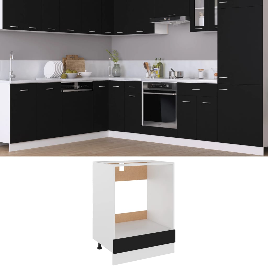 Herdumbauschrank Lyon Schwarz 60x46x81,5 cm Holzwerkstoff