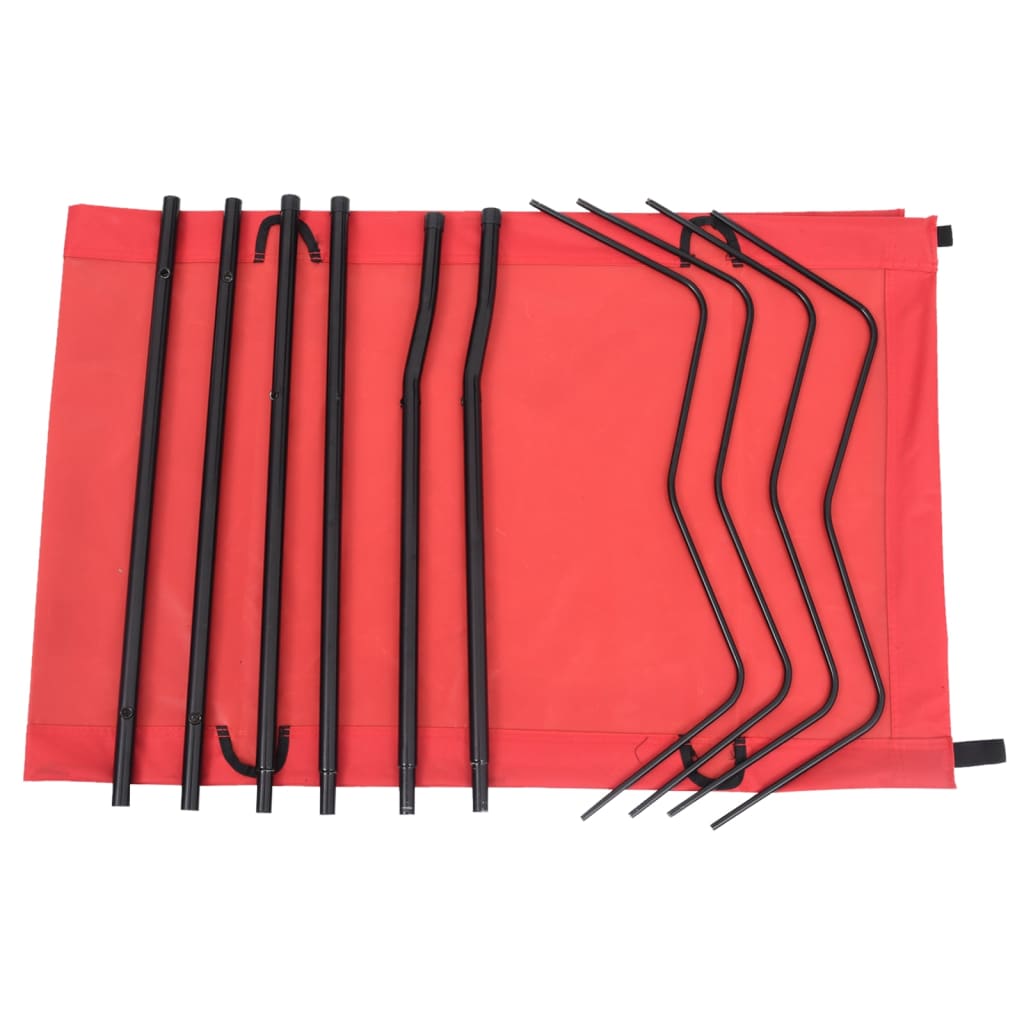 Camping lounger 180x60x19 cm Oxford fabric and steel red