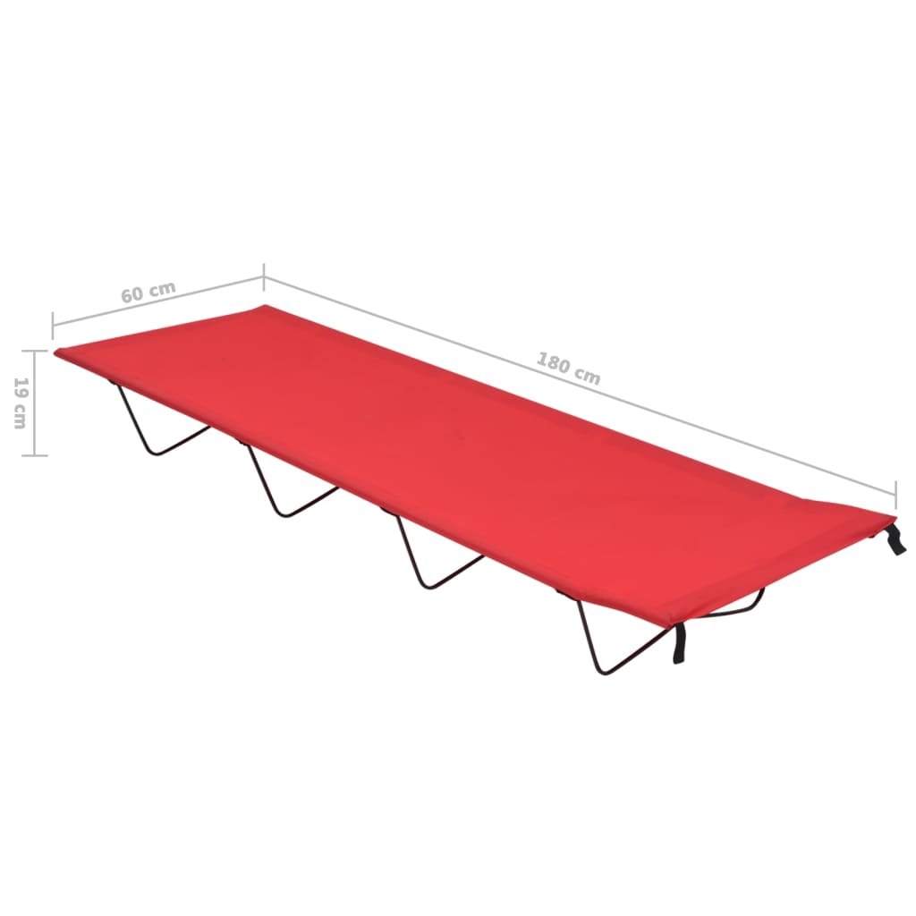 Camping lounger 180x60x19 cm Oxford fabric and steel red