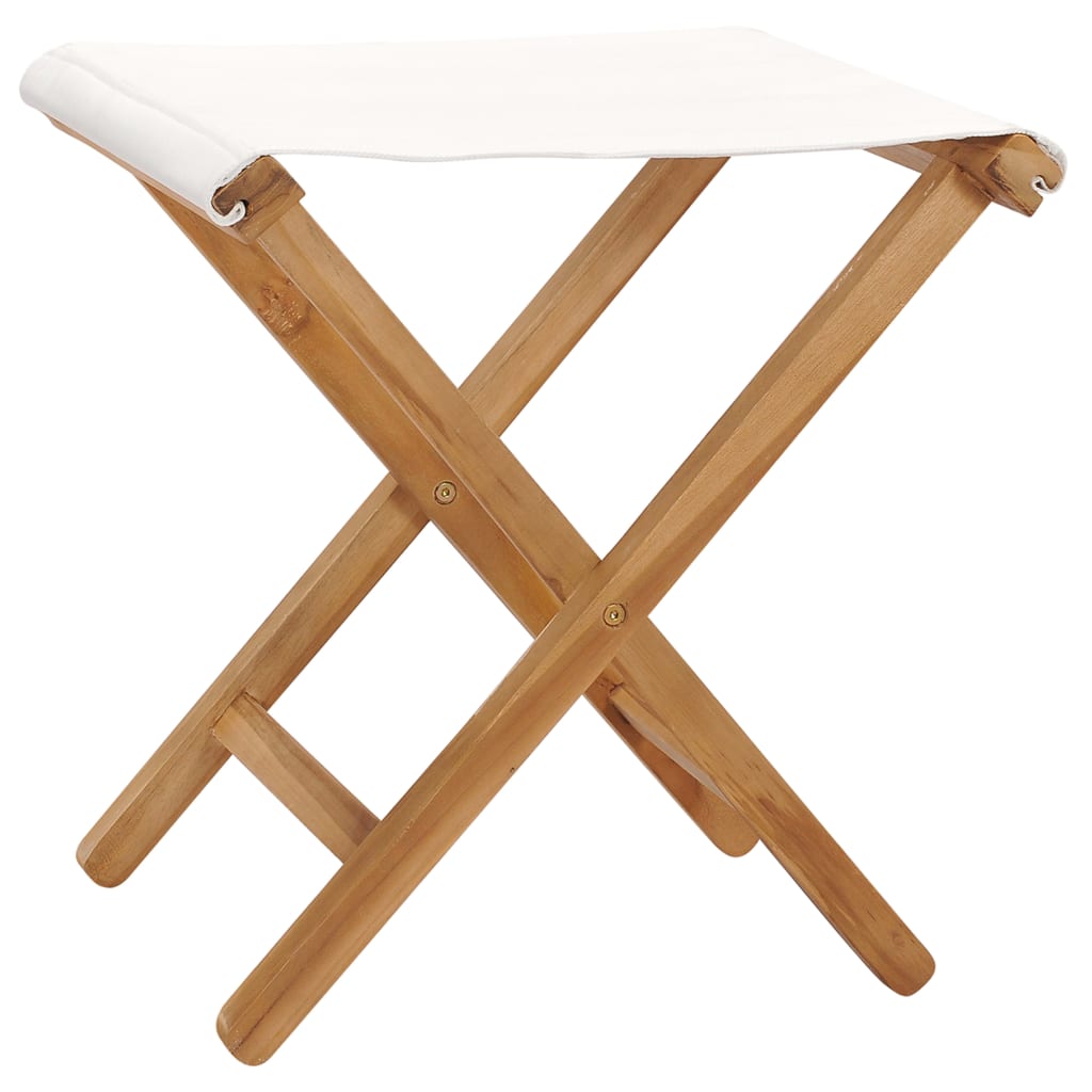 Folding chairs 2 pcs. Teak solid wood and fabric cream white