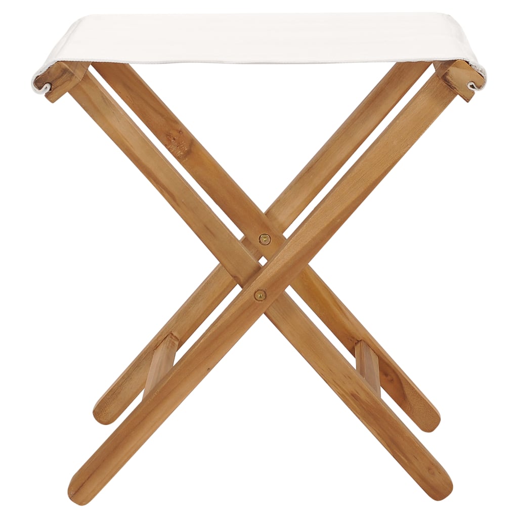 Folding chairs 2 pcs. Teak solid wood and fabric cream white