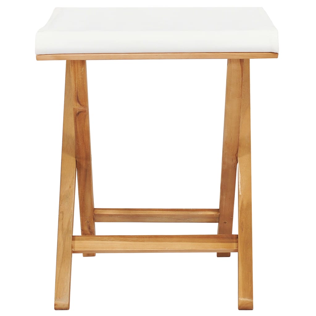 Folding chairs 2 pcs. Teak solid wood and fabric cream white