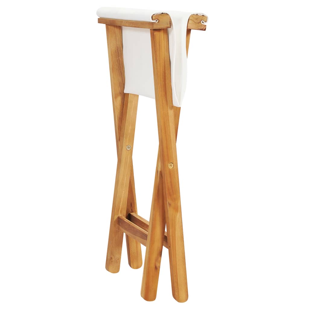 Folding chairs 2 pcs. Teak solid wood and fabric cream white