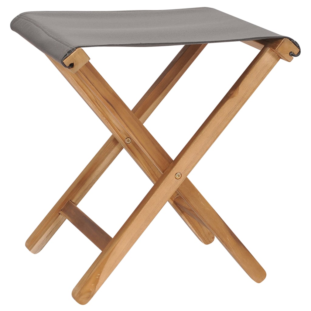 Folding chairs 2 pcs. Teak solid wood and fabric dark grey