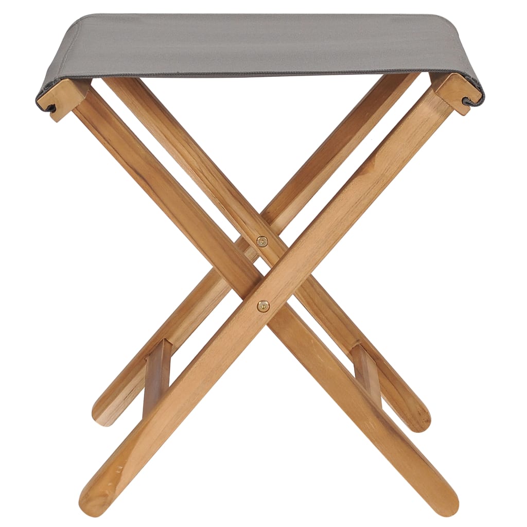 Folding chairs 2 pcs. Teak solid wood and fabric dark grey