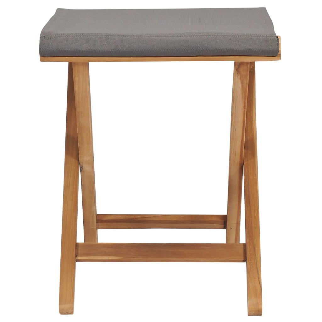 Folding chairs 2 pcs. Teak solid wood and fabric dark grey