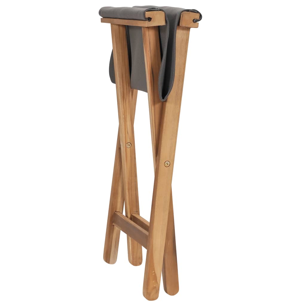 Folding chairs 2 pcs. Teak solid wood and fabric dark grey