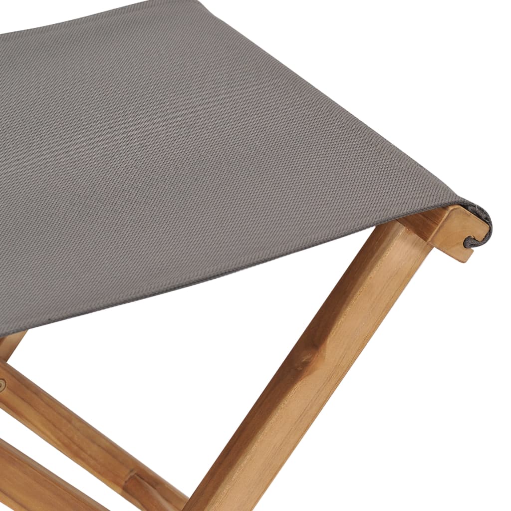 Folding chairs 2 pcs. Teak solid wood and fabric dark grey