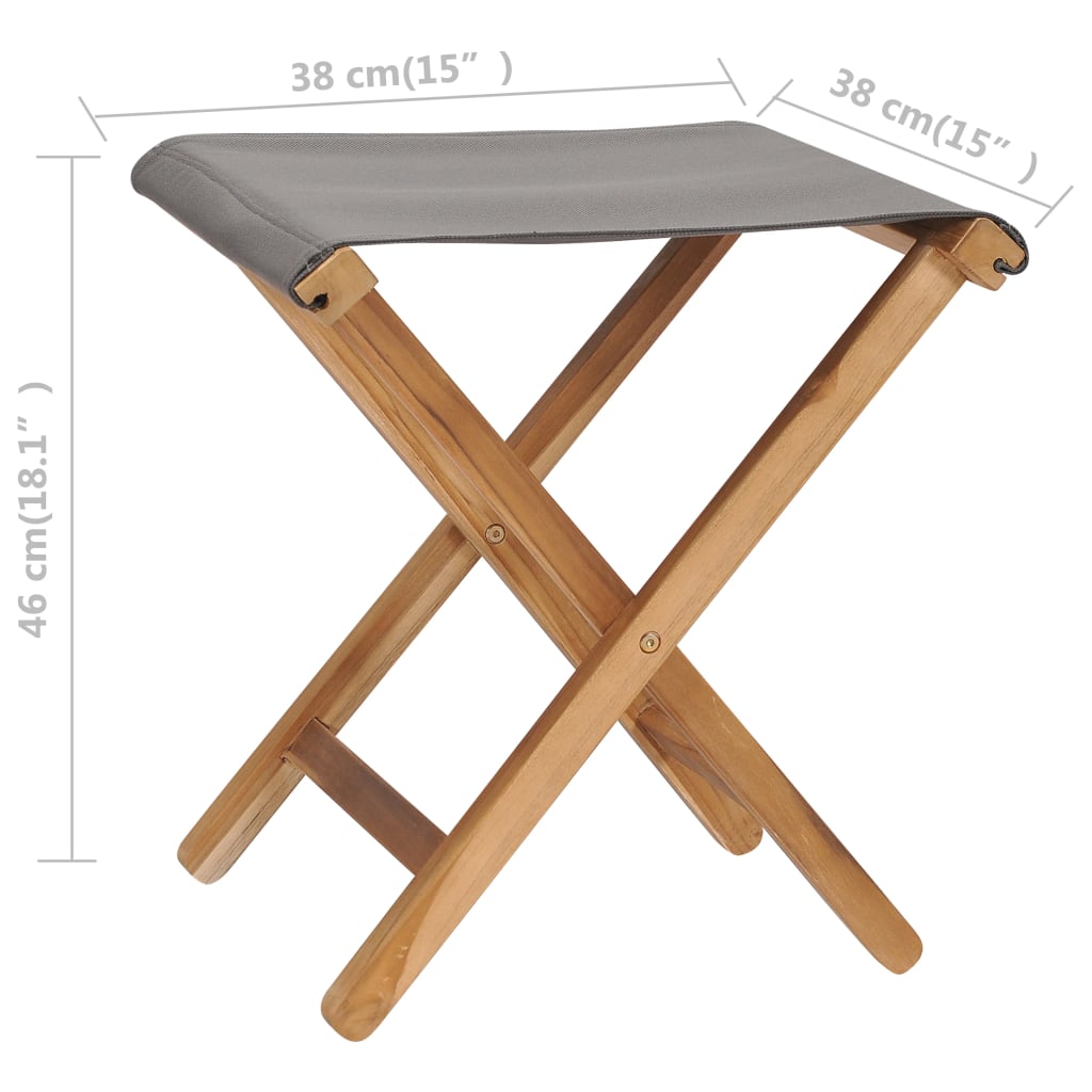Folding chairs 2 pcs. Teak solid wood and fabric dark grey