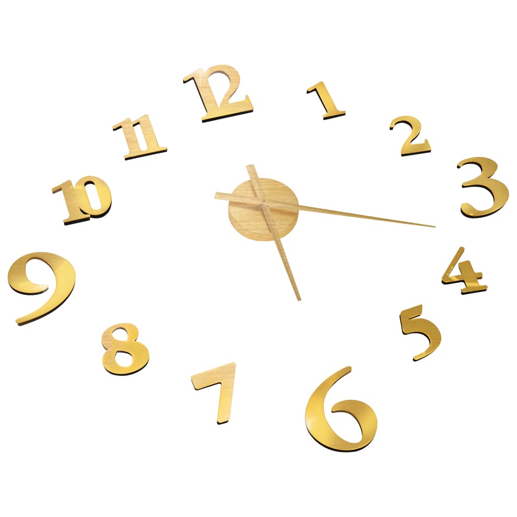 3D Wall Clock Modern Design Golden 100 cm XXL