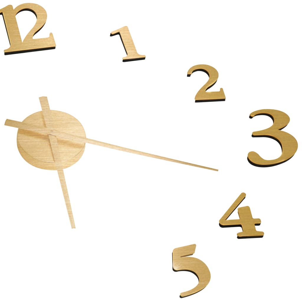 3D Wall Clock Modern Design Golden 100 cm XXL