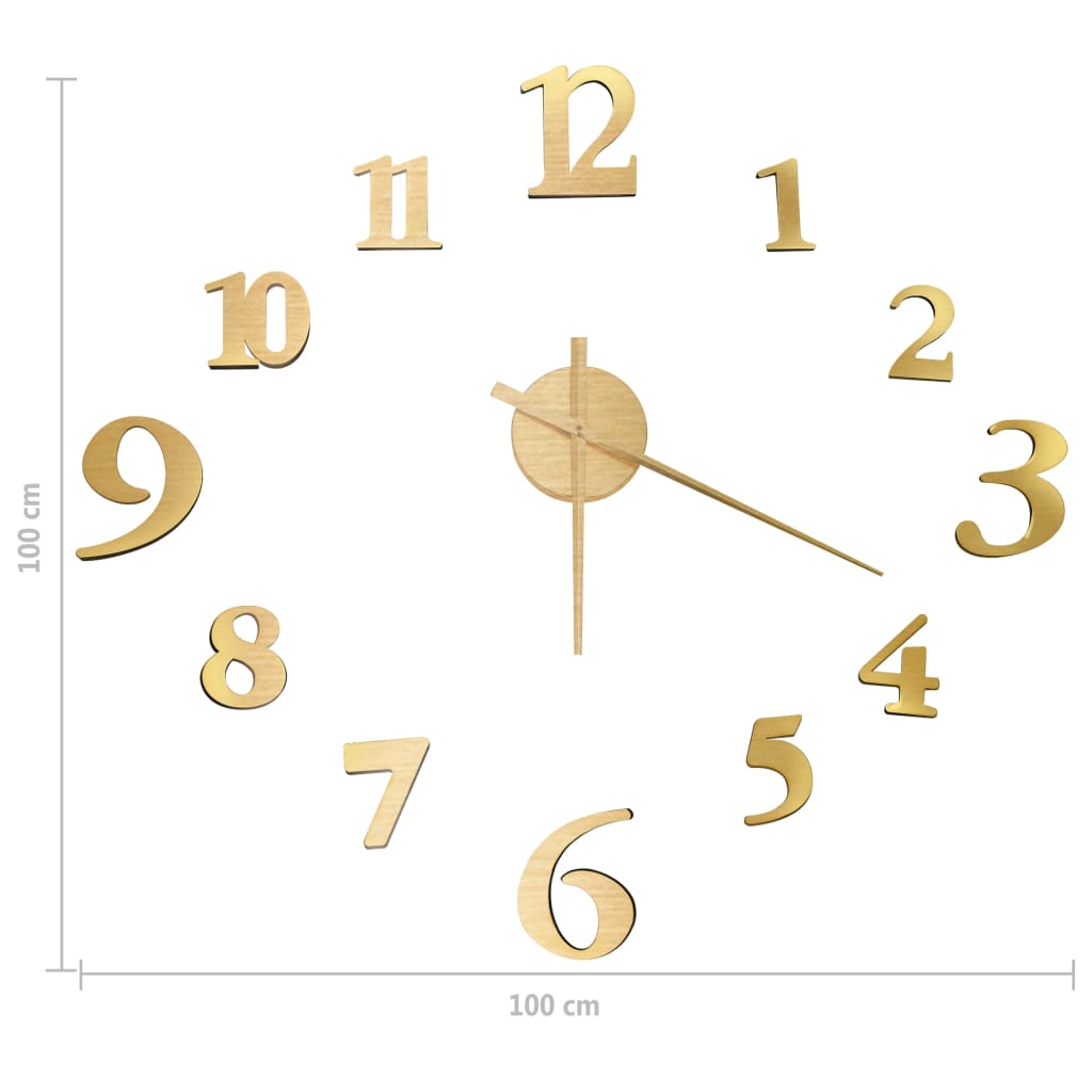 3D Wall Clock Modern Design Golden 100 cm XXL