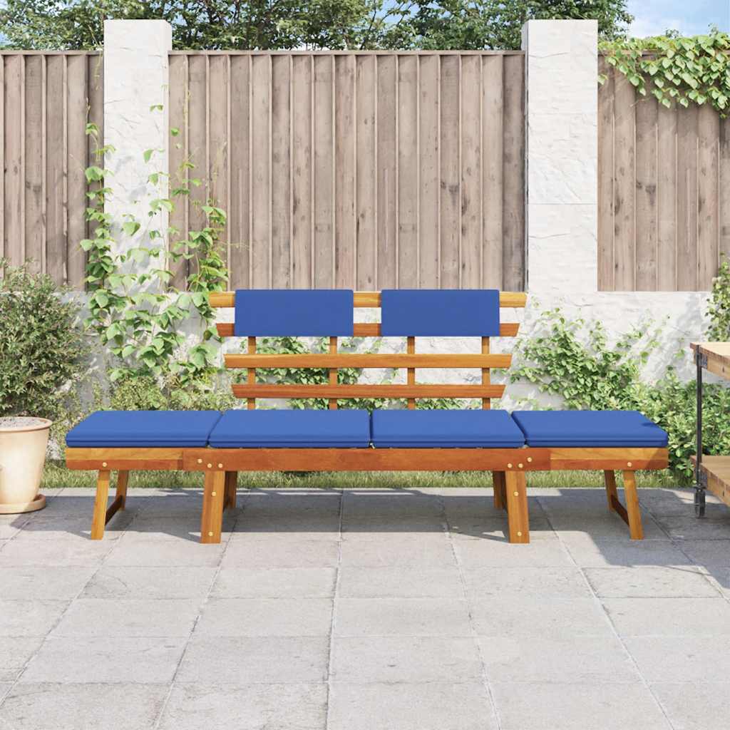 Gartenbank mit Auflagen 2-in-1 190 cm Massivholz Akazie