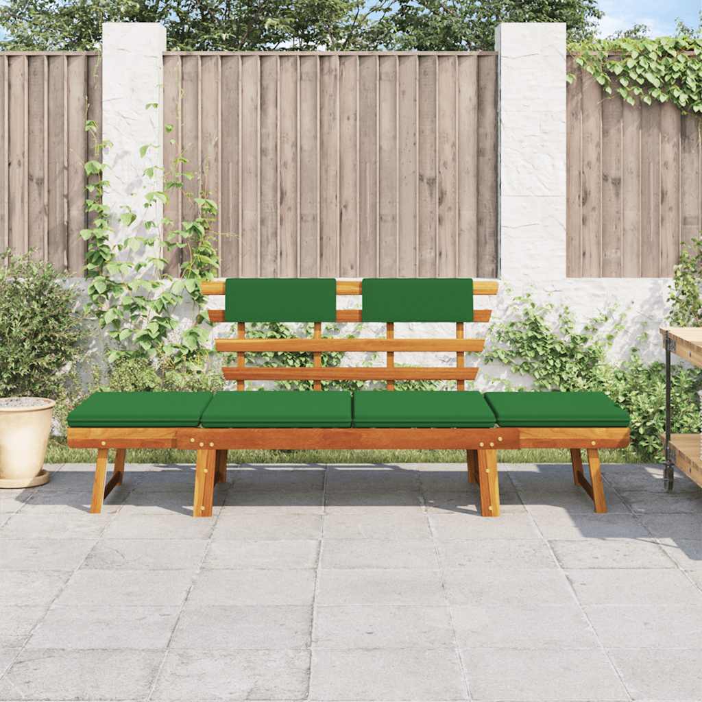 Gartenbank mit Auflagen 2-in-1 190 cm Massivholz Akazie