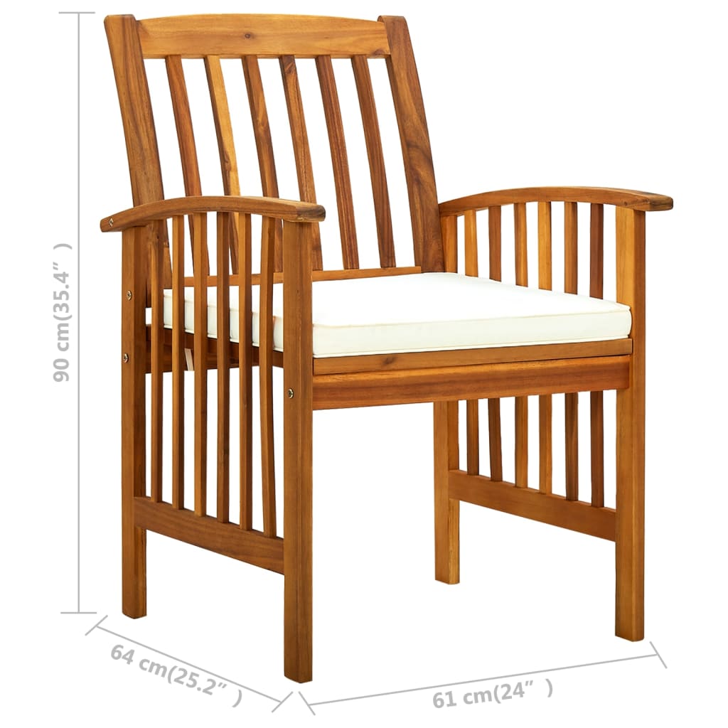 Garden dining chairs 2 pcs. with cushions solid wood acacia