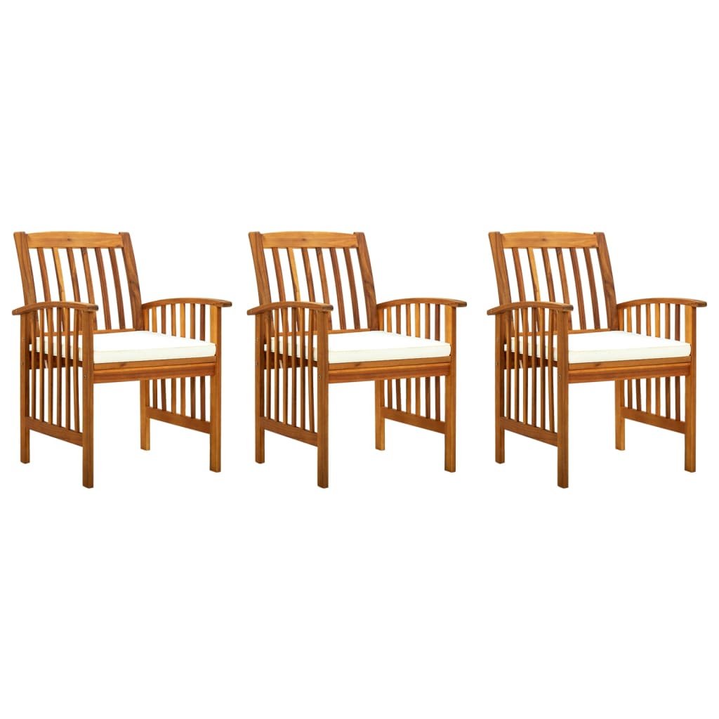 Garden dining chairs 3 pcs. with cushions solid wood acacia