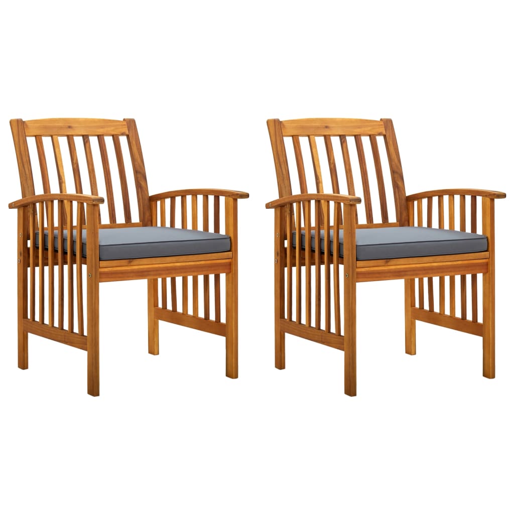 Garden dining chairs 2 pcs. with cushions solid wood acacia