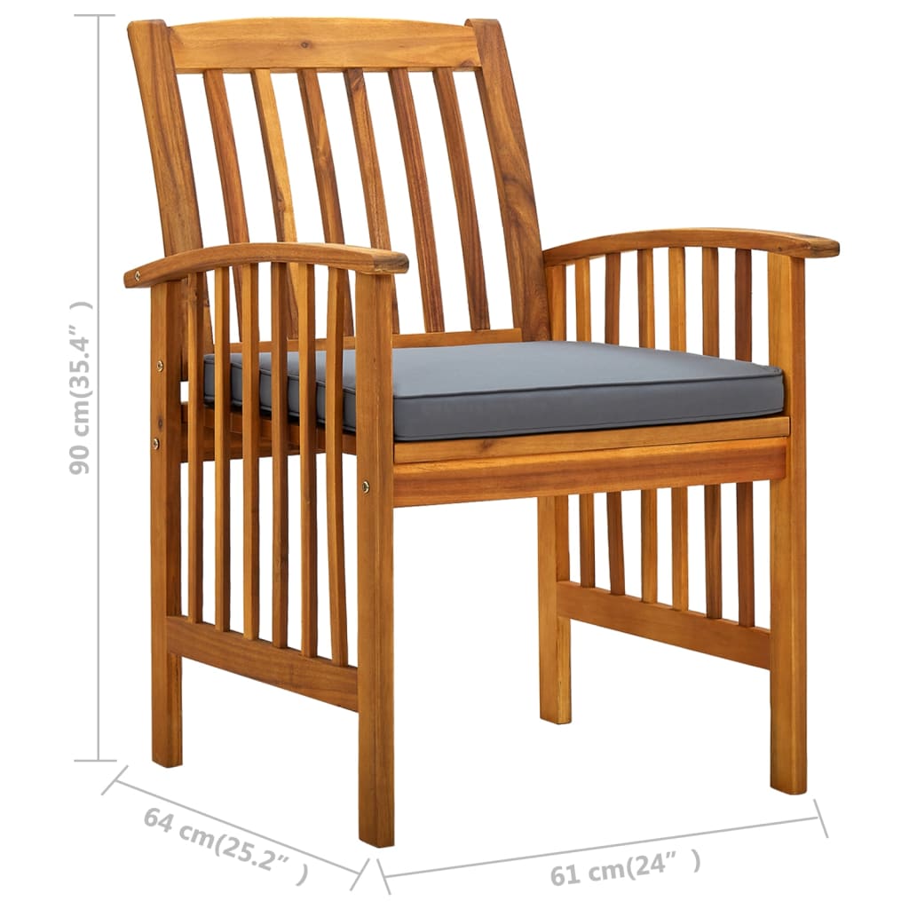 Garden dining chairs 2 pcs. with cushions solid wood acacia