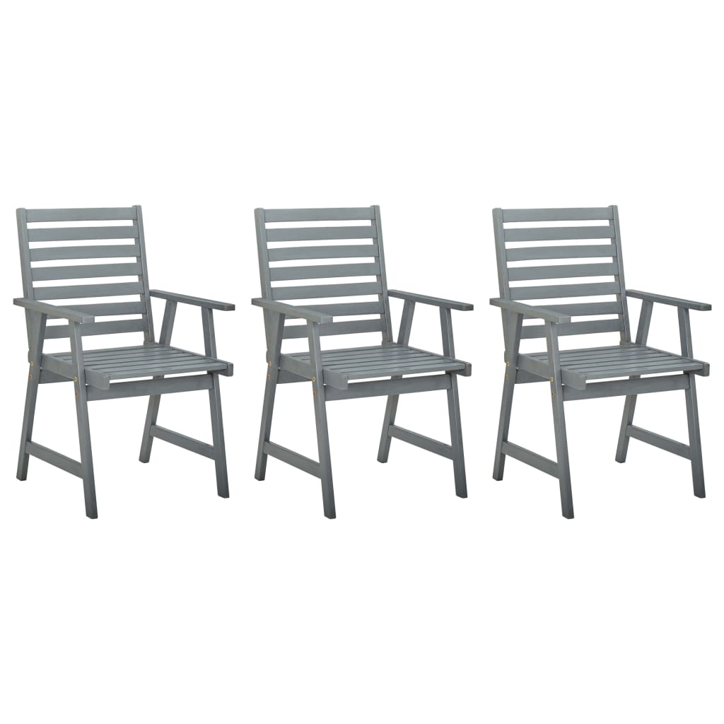 Garden dining chairs 3 pcs. Grey solid acacia wood
