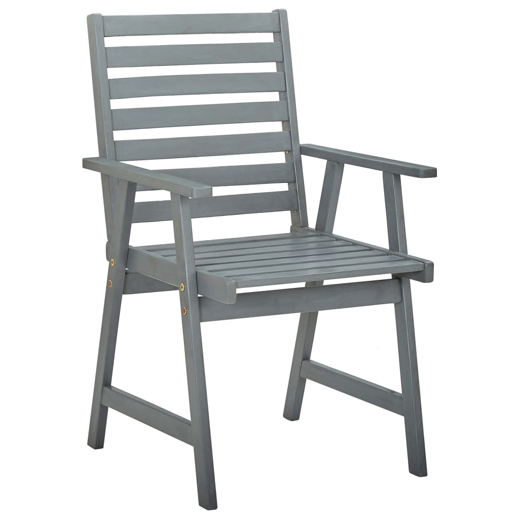 Garden dining chairs 3 pcs. Grey solid acacia wood