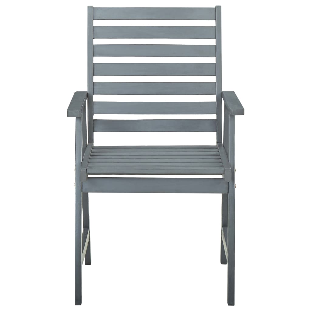 Garden dining chairs 3 pcs. Grey solid acacia wood