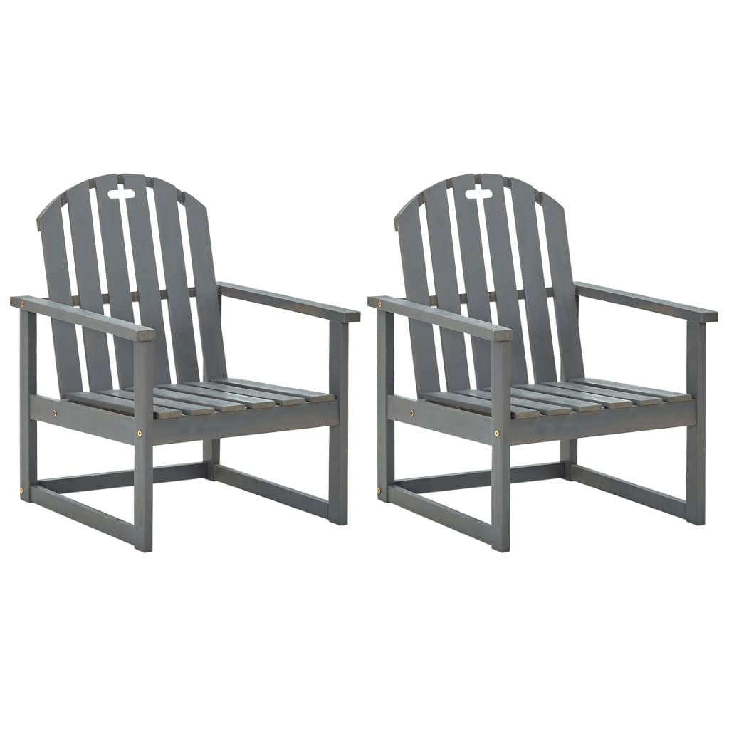 Garden armchairs 2 pcs. Grey solid acacia wood