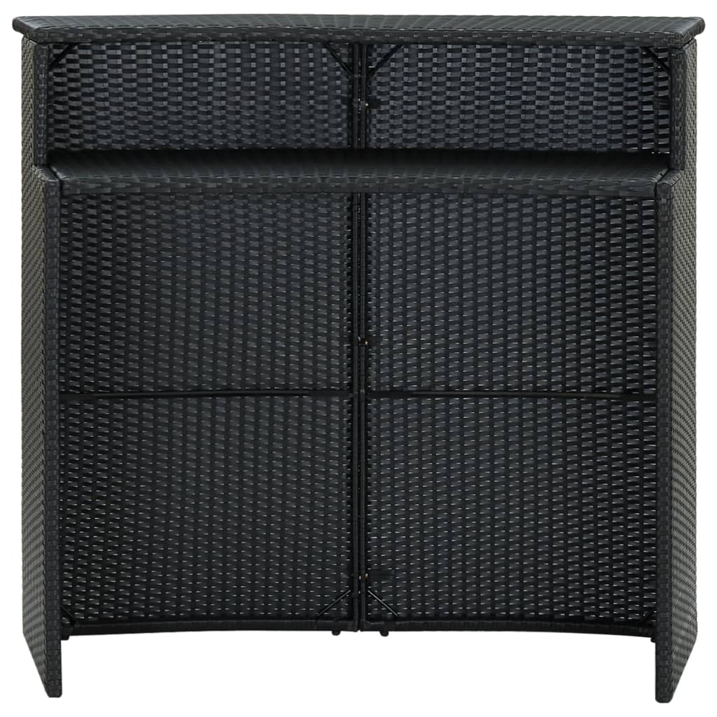 Garten-Bartisch Schwarz 120x55x110 cm Poly Rattan
