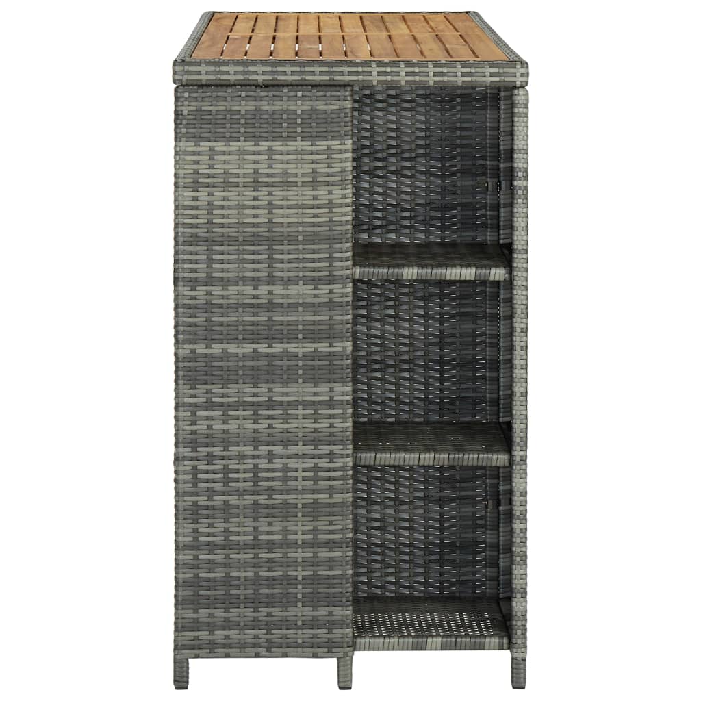 Bar table with shelf gray 120x60x110 cm poly rattan