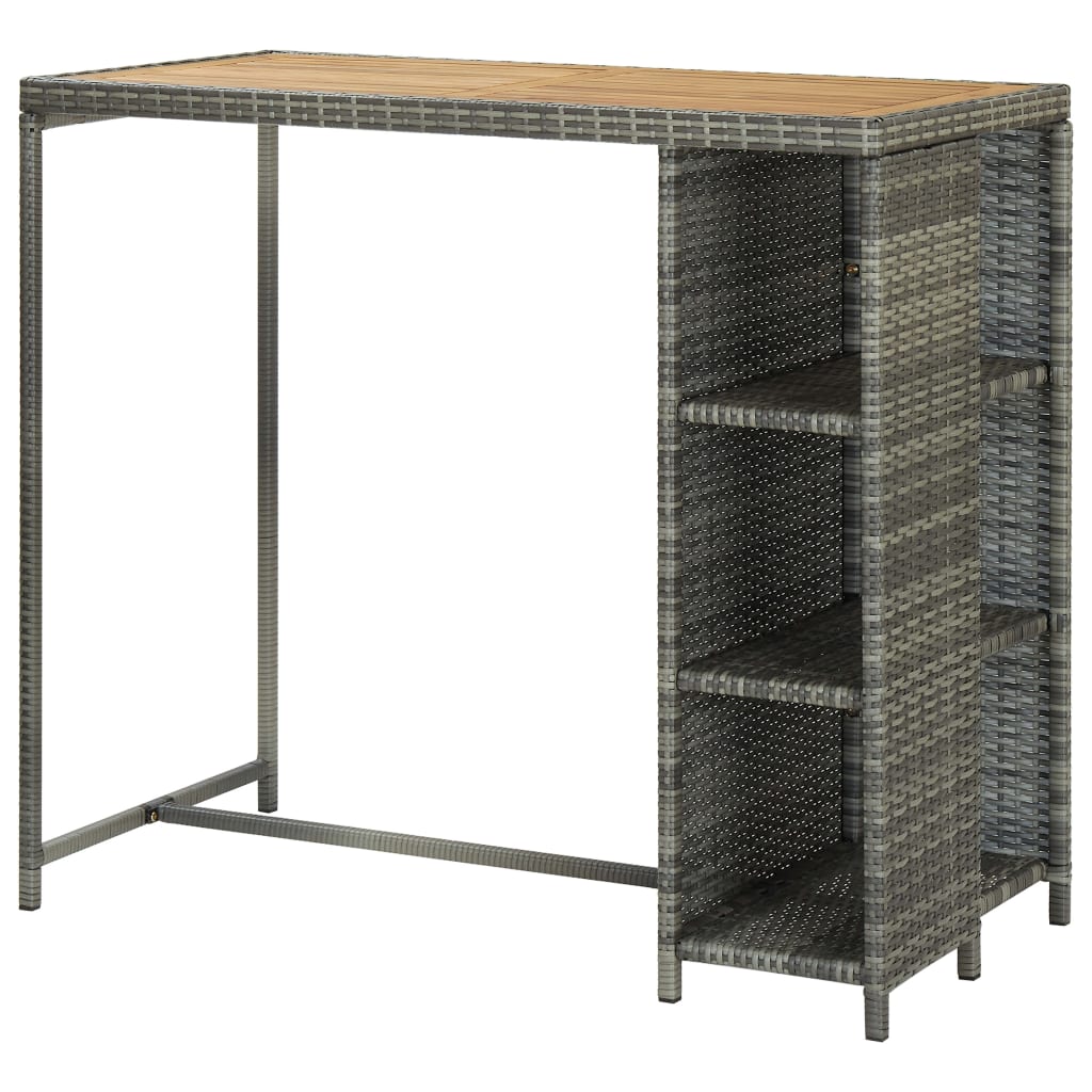 Bar table with shelf gray 120x60x110 cm poly rattan