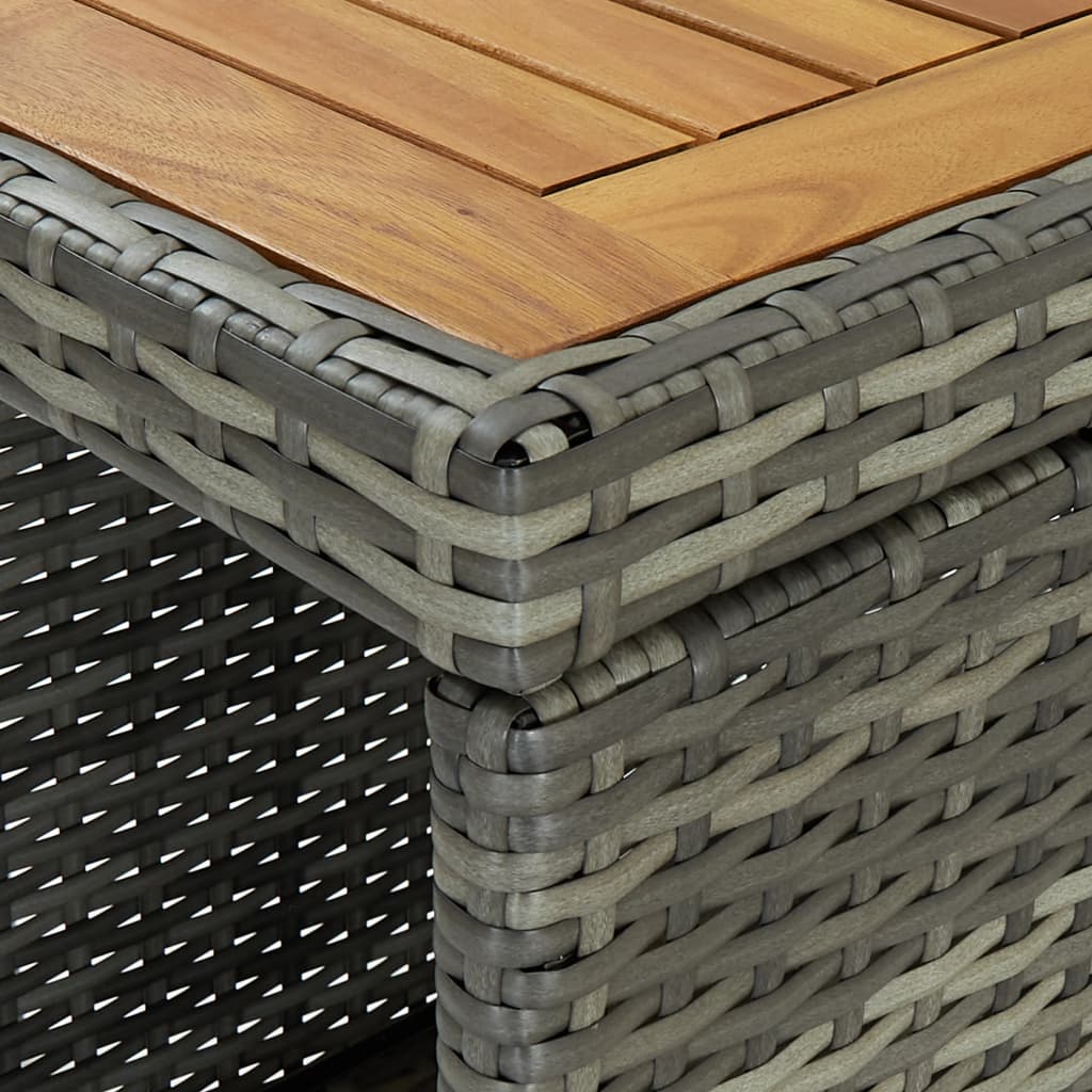 Bar table with shelf gray 120x60x110 cm poly rattan