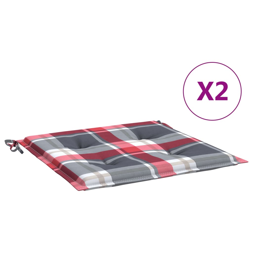 Gartenstuhl-Kissen 2Stk. Rot Karomuster 50x50x3cm Oxford-Gewebe