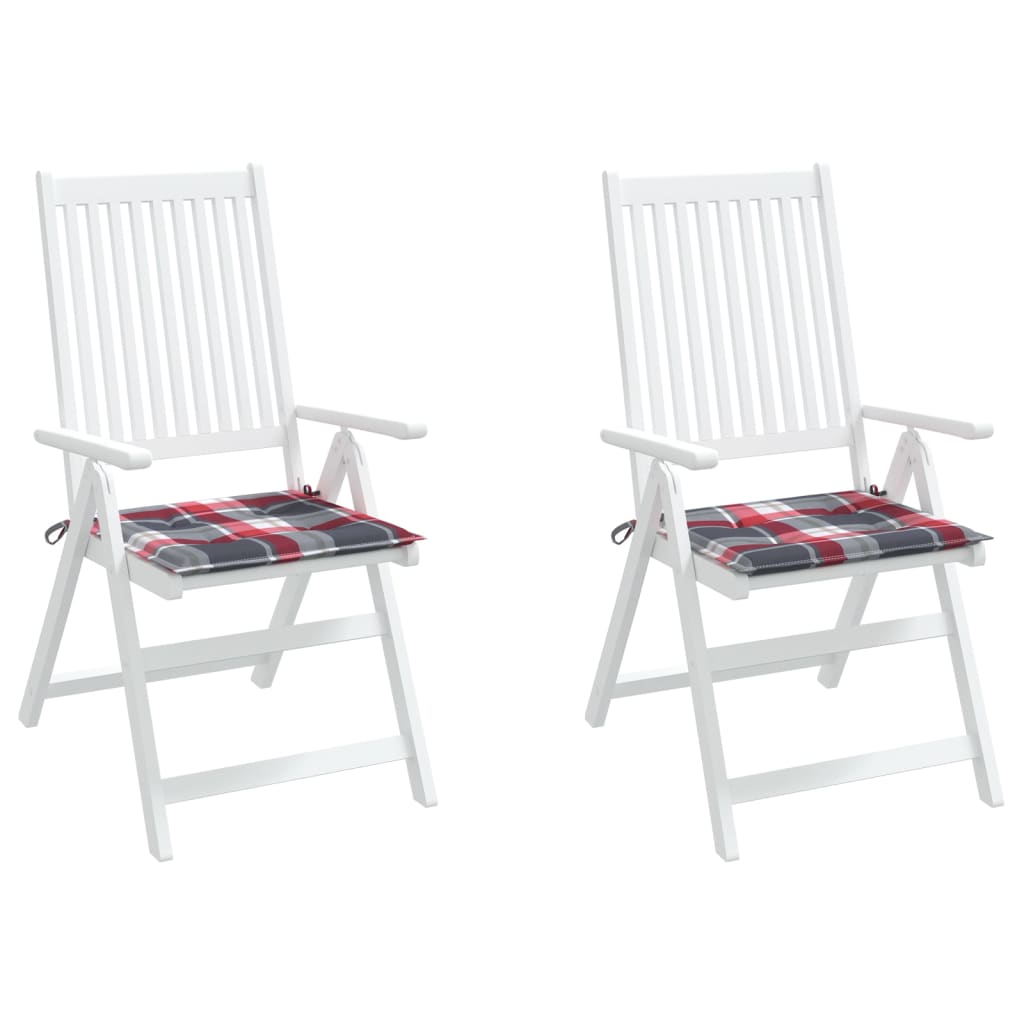 Gartenstuhl-Kissen 2Stk. Rot Karomuster 50x50x3cm Oxford-Gewebe