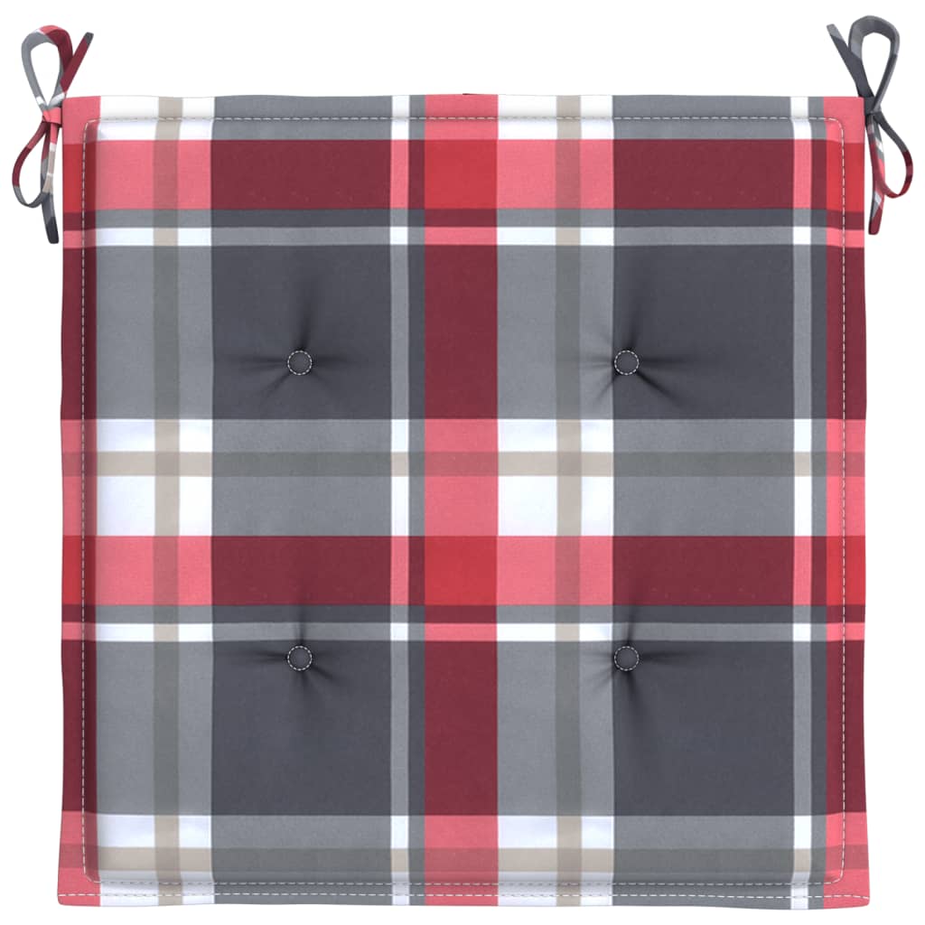 Gartenstuhl-Kissen 2Stk. Rot Karomuster 50x50x3cm Oxford-Gewebe
