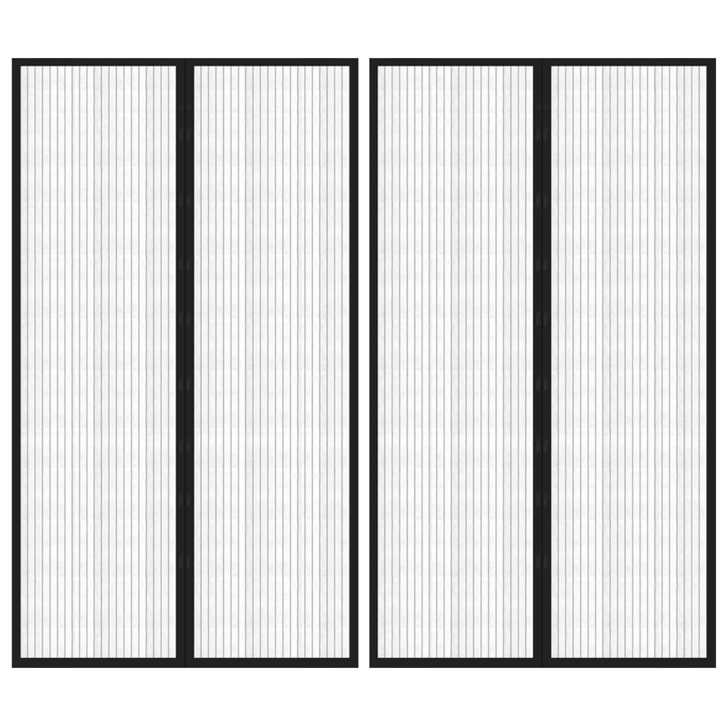 Fliegengitter-Türvorhänge 2 Stk. Magnet Schwarz 200x80 cm