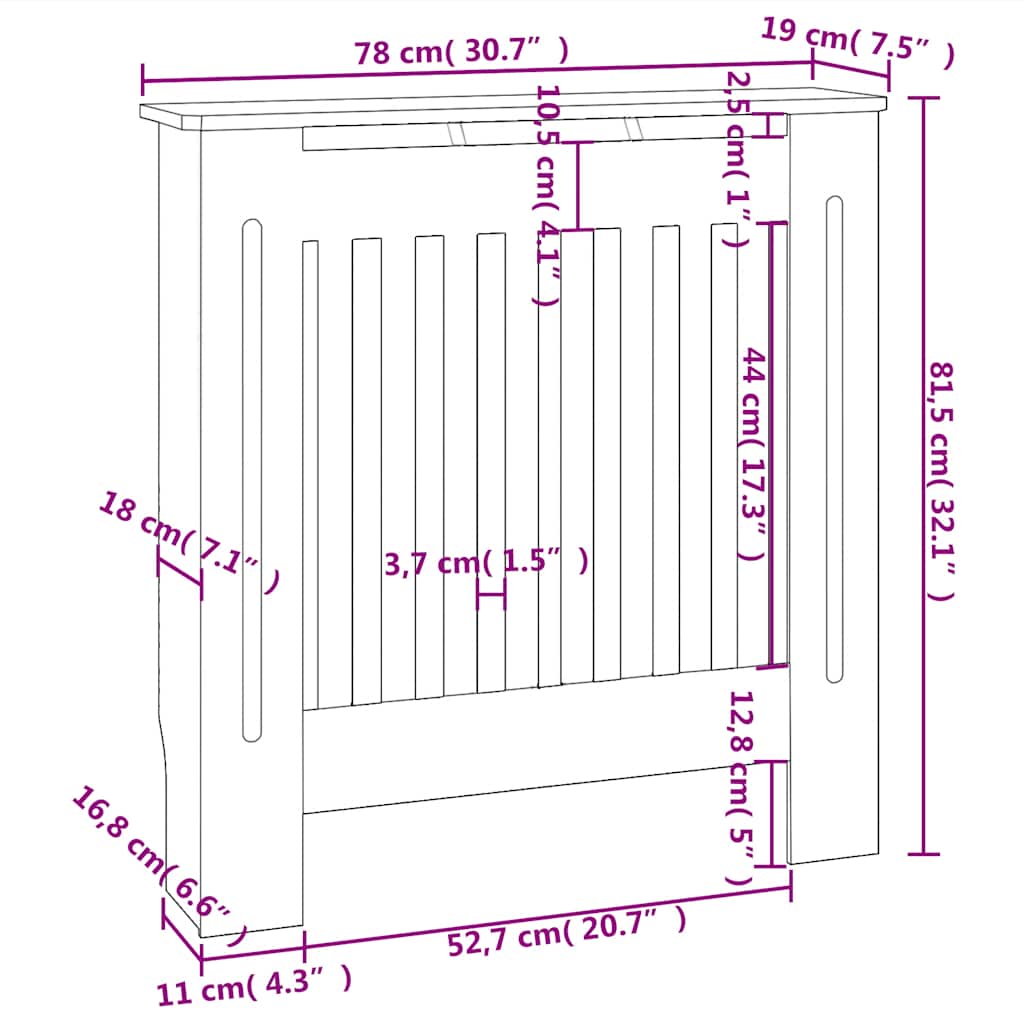 MDF Heizkörperverkleidung Grau 78 cm