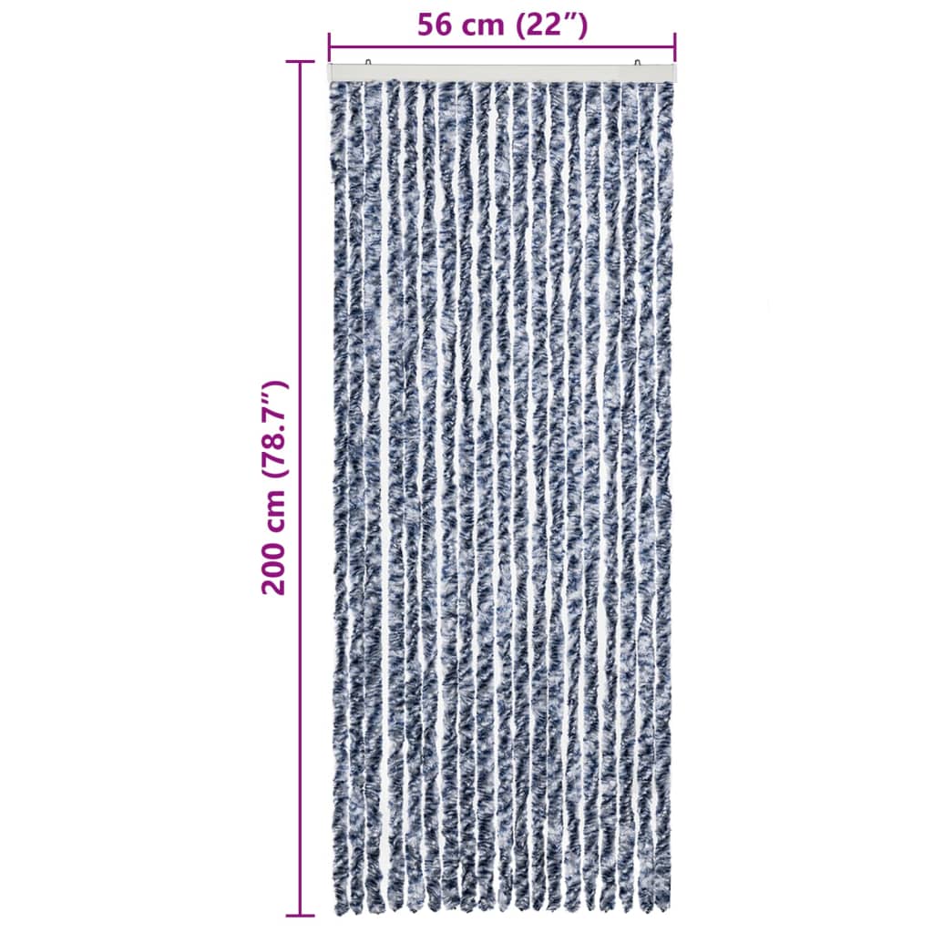 Insektenschutz-Vorhang Blau und Weiß 56x200 cm Chenille