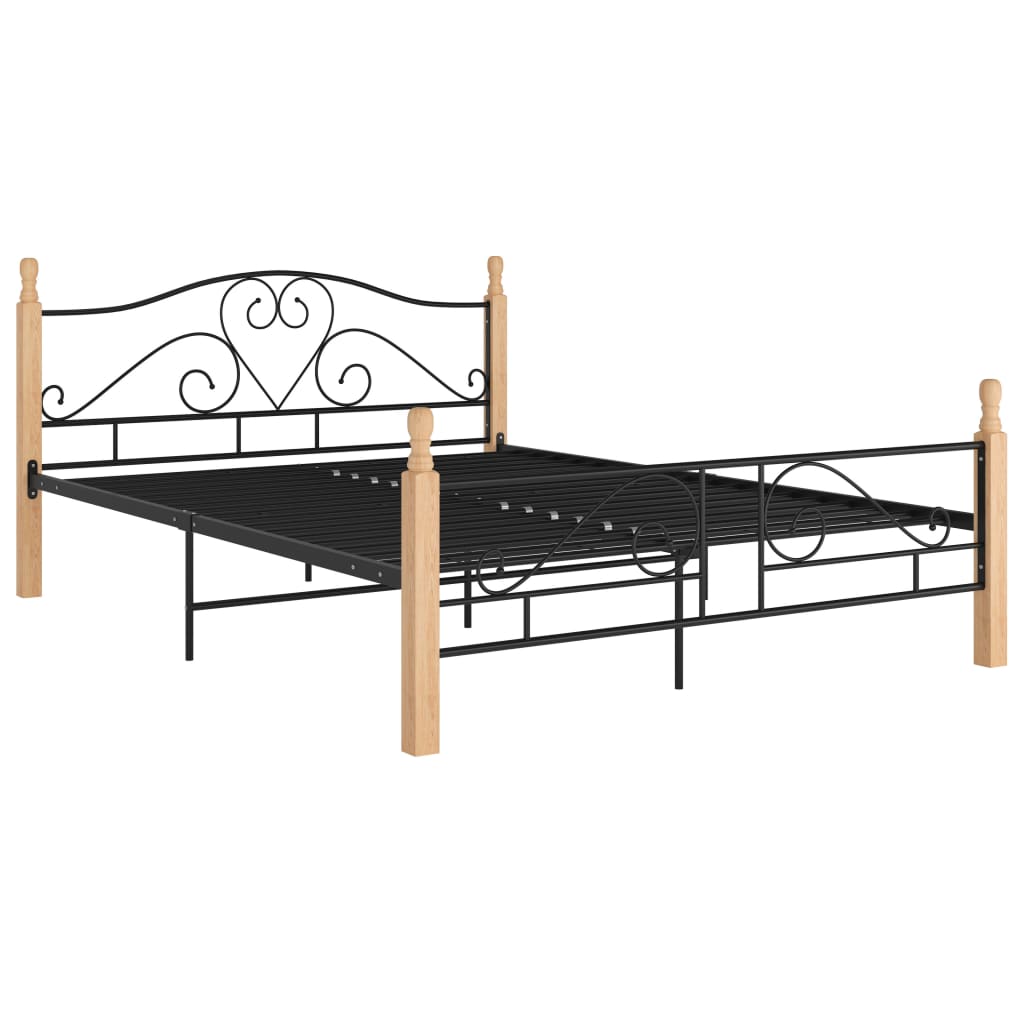 Bettgestell mit Kopfteil ohne Matratze Schwarz 140x200cm Metall