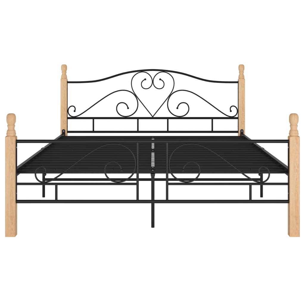 Bed frame with headboard without mattress black 140x200cm metal