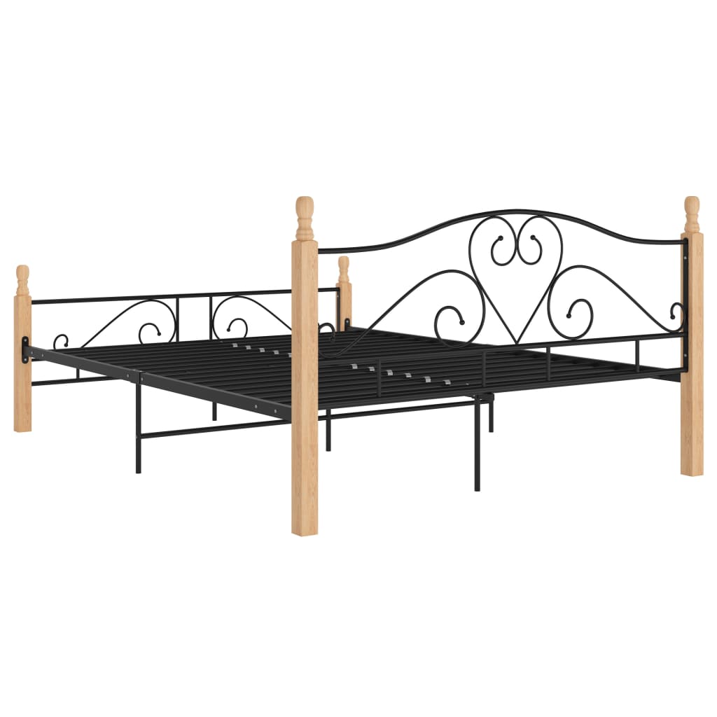 Bed frame with headboard without mattress black 140x200cm metal