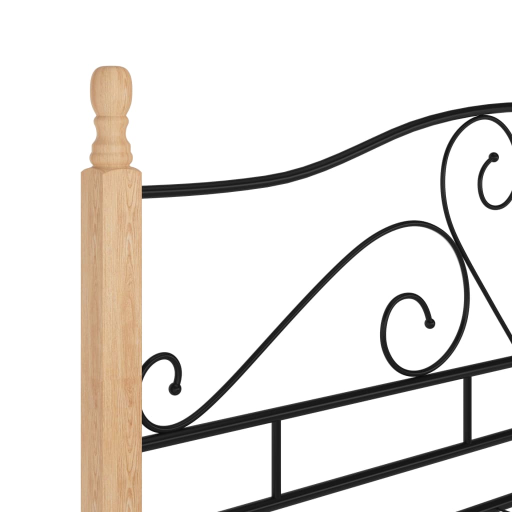 Bed frame with headboard without mattress black 140x200cm metal