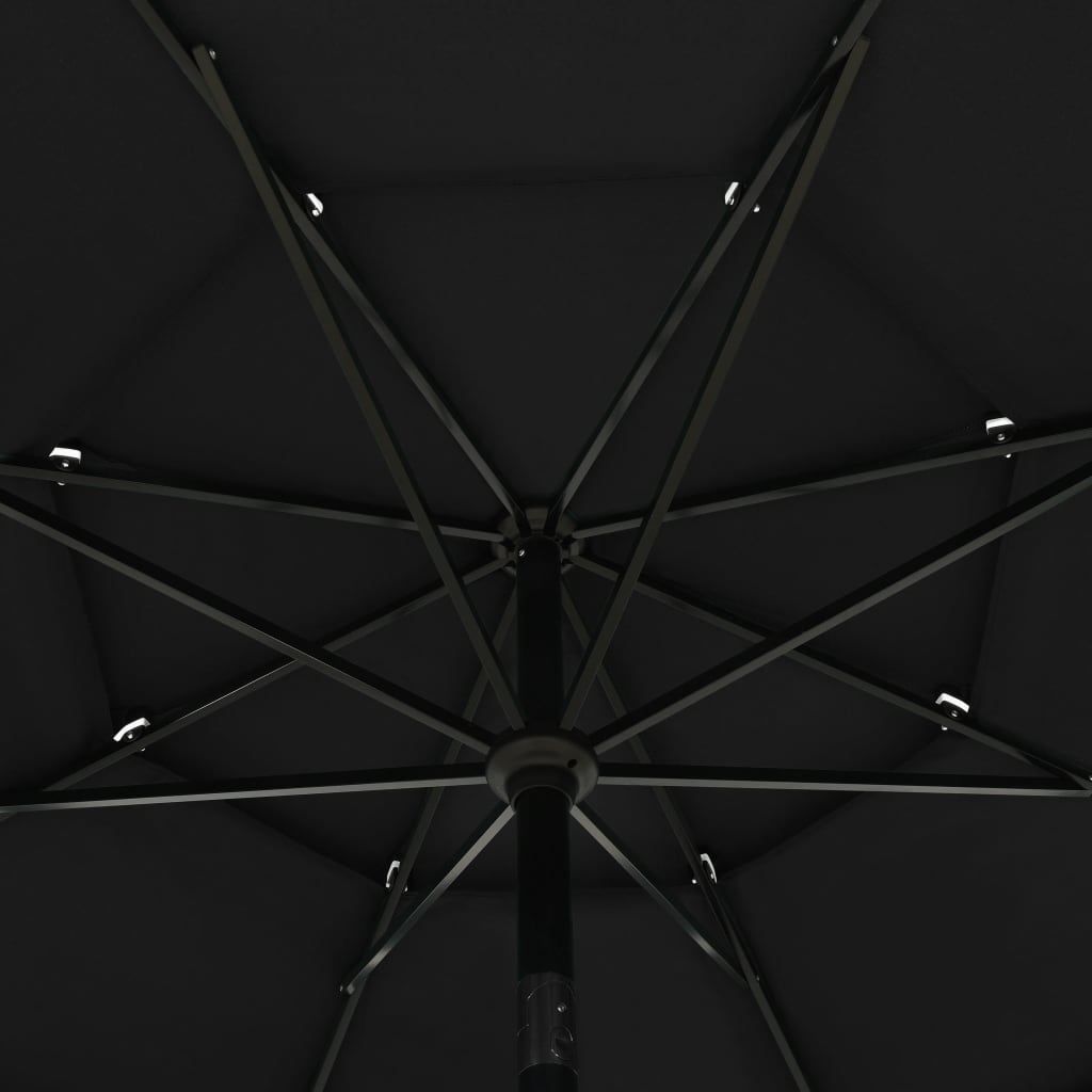 Sonnenschirm mit Aluminium-Mast 3-lagig Schwarz 3,5 m
