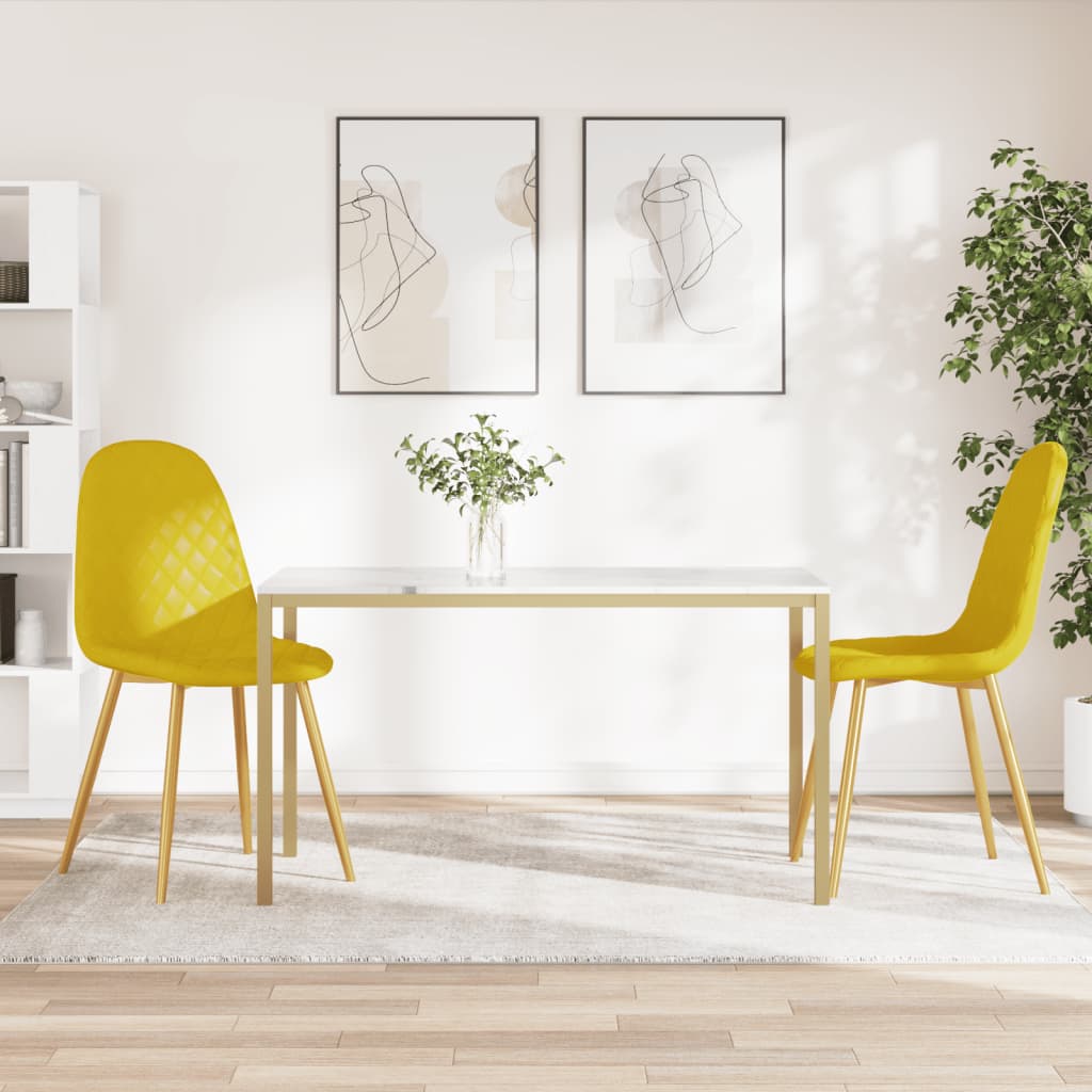 Dining chairs 2 pcs. Mustard yellow velvet