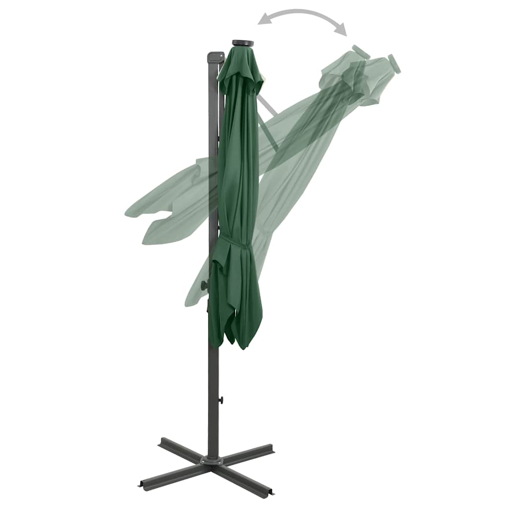 Ampelschirm mit LED-Beleuchtung 250 cm Grün