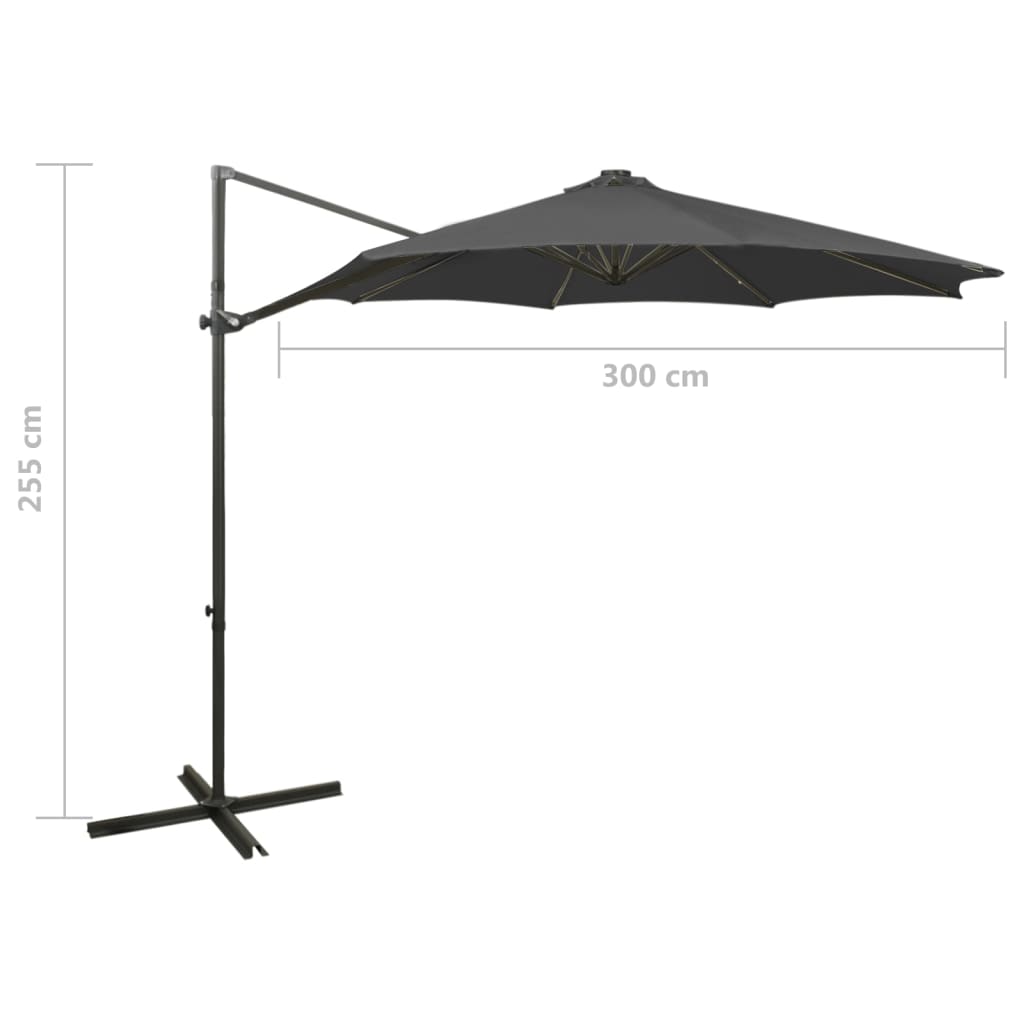 Ampelschirm mit LED-Beleuchtung 300 cm Anthrazit