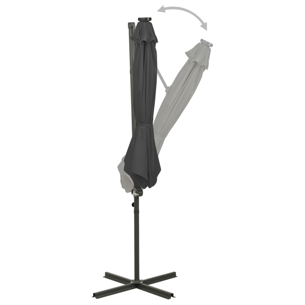Ampelschirm mit LED-Beleuchtung 300 cm Anthrazit