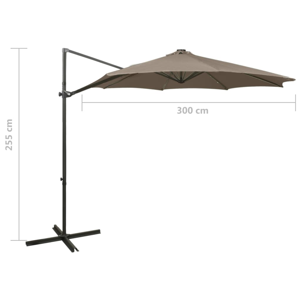 Ampelschirm mit LED-Beleuchtung 300 cm Taupe