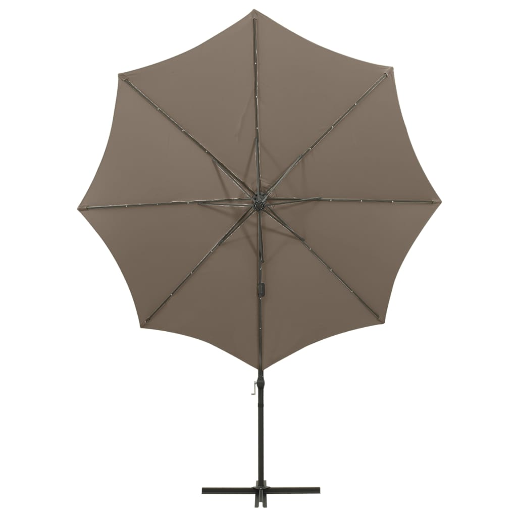 Ampelschirm mit LED-Beleuchtung 300 cm Taupe