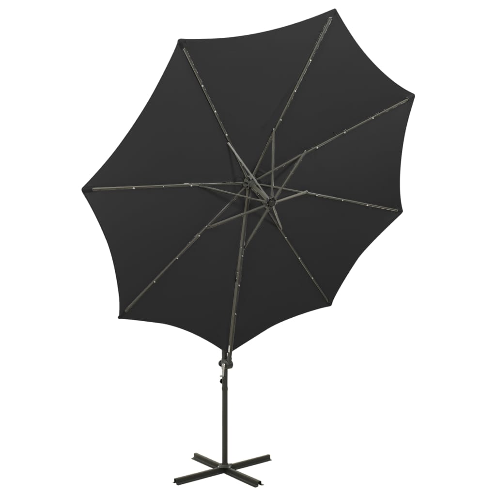 Ampelschirm mit LED-Beleuchtung 300 cm Schwarz
