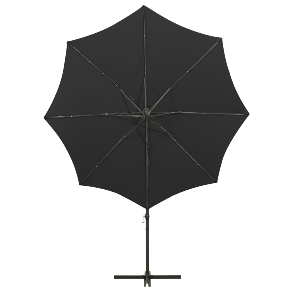 Ampelschirm mit LED-Beleuchtung 300 cm Schwarz