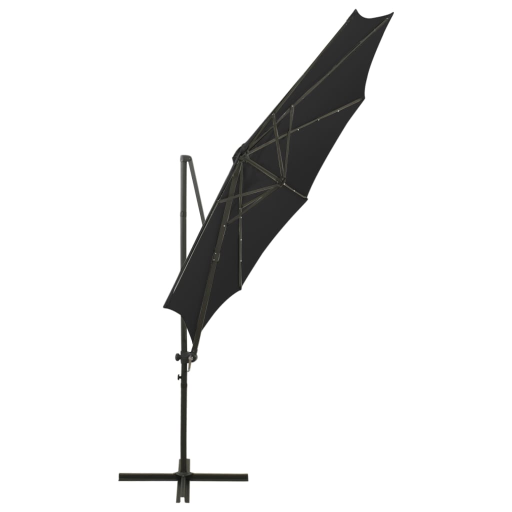 Ampelschirm mit LED-Beleuchtung 300 cm Schwarz